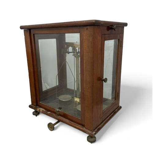 183A - Vintage Scientific Scales by W & J George Ltd Birmingham. Scales housed in  Mahogany cabinet with tw... 