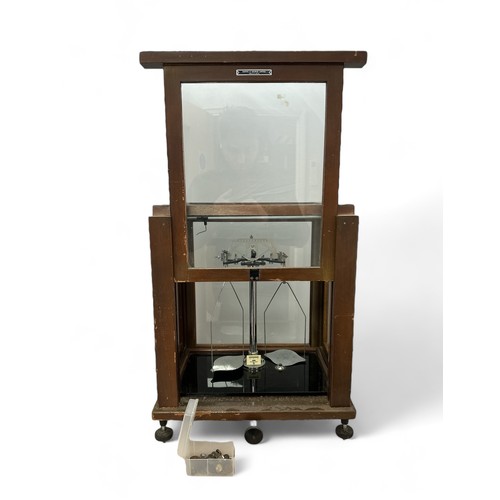 184A - Vintage Scientific Scales by Griffin & George Limited Made in Gt Britain. Scales housed in a wooden ... 