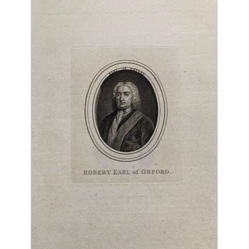 428 - Portrait engraving housed in a book by W. Walker, to include portrait plates of Joseph Addison, John... 