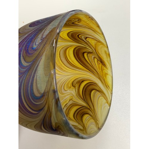 354 - Peter Layton (b. 1940), iridescent studio glass vase. Signed Peter Layton 1980 to base. Height 12.5c... 