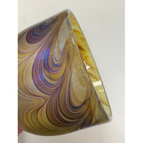 354 - Peter Layton (b. 1940), iridescent studio glass vase. Signed Peter Layton 1980 to base. Height 12.5c... 