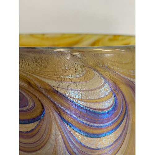 354 - Peter Layton (b. 1940), iridescent studio glass vase. Signed Peter Layton 1980 to base. Height 12.5c... 