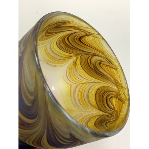 354 - Peter Layton (b. 1940), iridescent studio glass vase. Signed Peter Layton 1980 to base. Height 12.5c... 