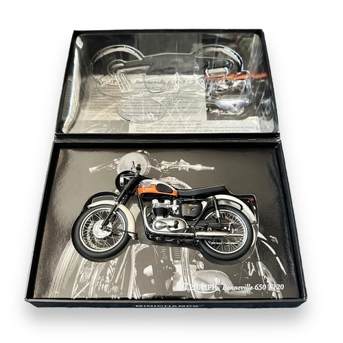 299 - Minichamps 1/12th scale 1959 Triumph Bonneville 650 T120 No. 122 133000 (Classic Bike series No. 1),... 