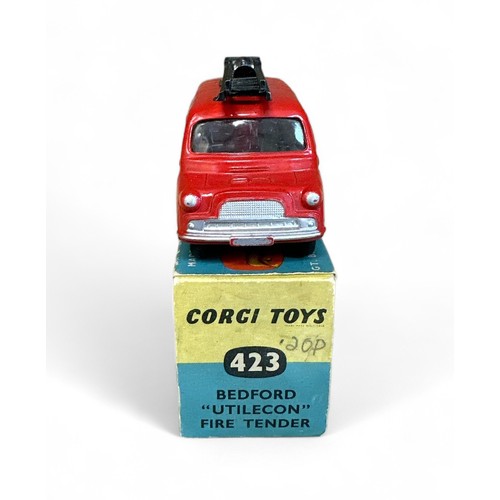 174 - Corgi No. 423 Bedford Utilecon Fire Tender, generally excellent in good plus box (pencil markings 20... 