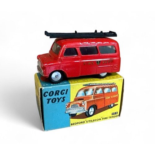 174 - Corgi No. 423 Bedford Utilecon Fire Tender, generally excellent in good plus box (pencil markings 20... 