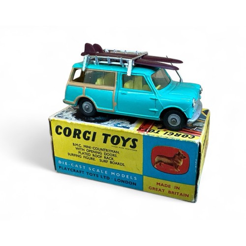 204 - Corgi BMC Mini Countryman No. 485, generally excellent in good plus box, with Surfer figure, roof ra... 