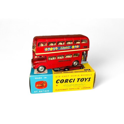 198 - Corgi No. 468 London Transport Routemaster Outspan, generally excellent in good plus blue and yellow... 