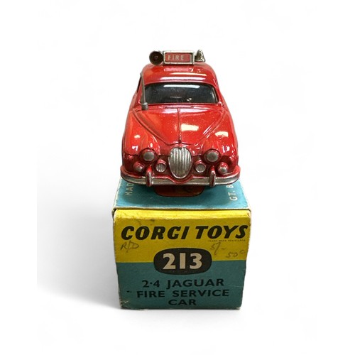 69 - Corgi Jaguar 2.4 Litre Fire Service No. 213, generally excellent in good blue and yellow box, aerial... 