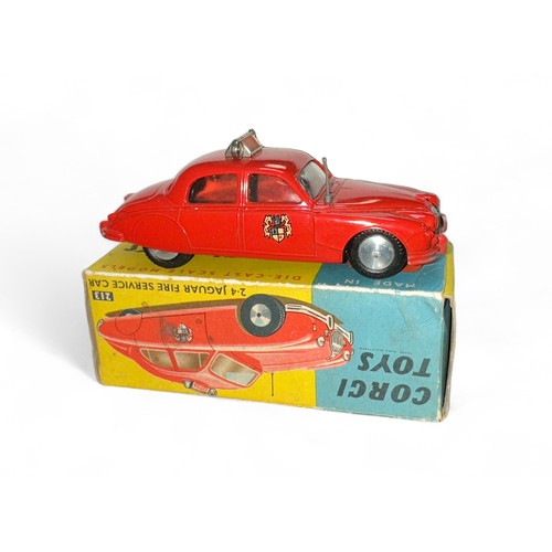 69 - Corgi Jaguar 2.4 Litre Fire Service No. 213, generally excellent in good blue and yellow box, aerial... 