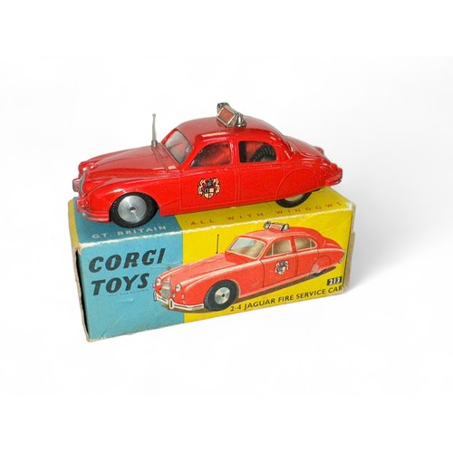 69 - Corgi Jaguar 2.4 Litre Fire Service No. 213, generally excellent in good blue and yellow box, aerial... 