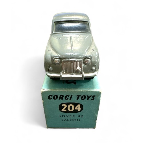 57 - Corgi Rover 90 No. 204, grey, flat spun hubs, folded colour leaflet, generally excellent to good plu... 