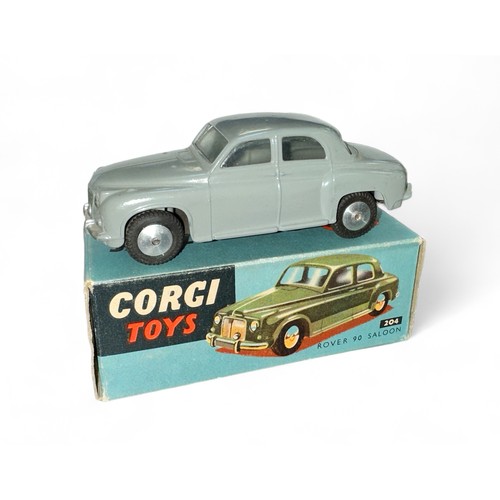 57 - Corgi Rover 90 No. 204, grey, flat spun hubs, folded colour leaflet, generally excellent to good plu... 