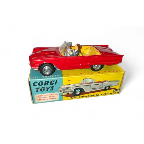 71 - Corgi Ford Thunderbird Convertible No. 215S, red with orange-yellow interior, spun hubs, excellent t... 