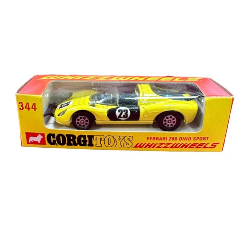 141 - Corgi Ferrari 206 Dino Sport No. 344, yellow with black interior, generally excellent in excellent w... 