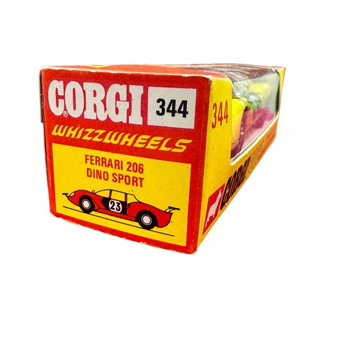 141 - Corgi Ferrari 206 Dino Sport No. 344, yellow with black interior, generally excellent in excellent w... 