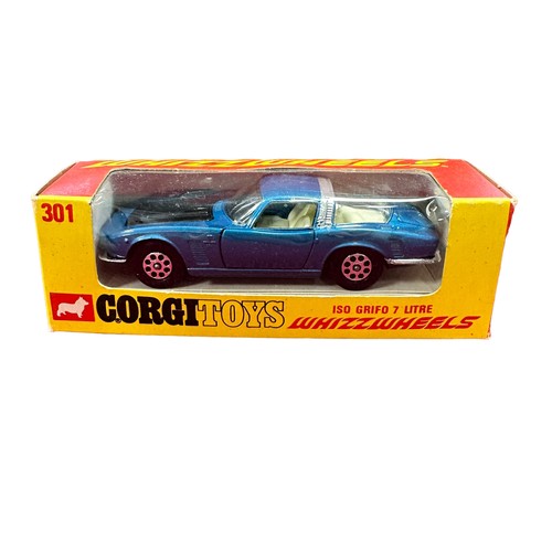 117 - Corgi Iso Grifo No. 301, metallic blue, black bonnet, silver hoop with white interior, Whizzwheels (... 