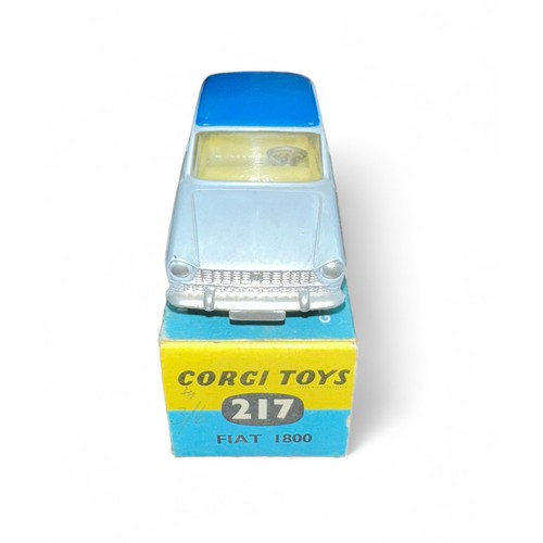 73 - Corgi FIAT 1800 No. 217, blue and dark blue roof, generally excellent in excellent blue and yellow b... 