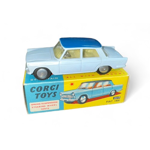 73 - Corgi FIAT 1800 No. 217, blue and dark blue roof, generally excellent in excellent blue and yellow b... 