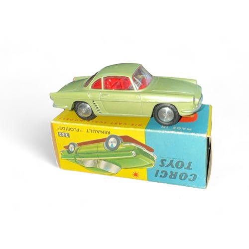 78 - Corgi No. 222 Renault Floride metallic green, generally excellent in excellent box, with silver trim... 