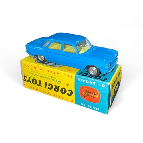 81 - Corgi Chevrolet Corvair No. 229, generally excellent in excellent box, mid blue, lemon interior and ... 