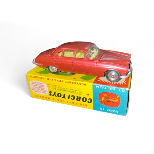 92 - Corgi Jaguar Mk X No. 238, generally excellent in good plus box with folded leaflet, metallic cerise... 