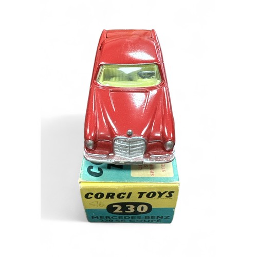 84 - Corgi Mercedes-Benz 220SE Coupe No. 230, generally excellent in good plus box, maroon with lemon int... 