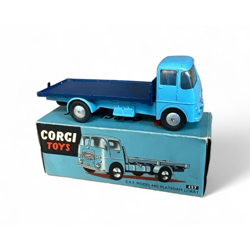 193 - Corgi No. 457 ERF Model 44G Platform lorry, pale blue cab and chassis, dark blue platform, generally... 