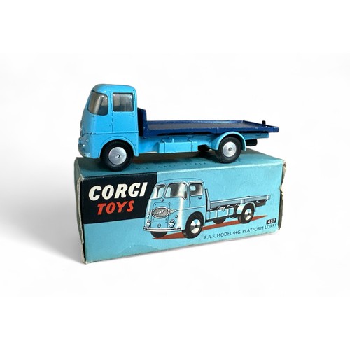 193 - Corgi No. 457 ERF Model 44G Platform lorry, pale blue cab and chassis, dark blue platform, generally... 