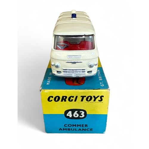 195 - Corgi Commer Ambulance No. 463, generally excellent in  good plus blue and yellow plain box (pencil ... 