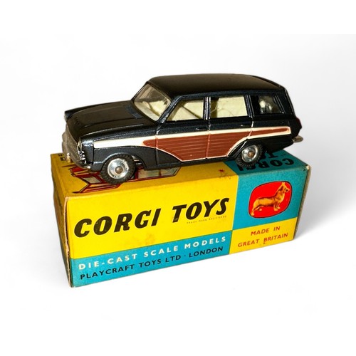 207 - Corgi Ford Consul Cortina No. 491, metallic grey with plastic wood side panels, excellent in good pl... 