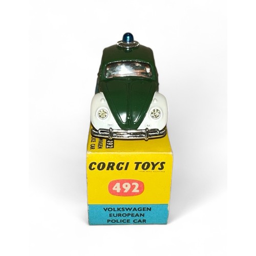 210 - Corgi Volkswagen European Police No. 492, dark green and white with POLIZEI decals, excellent in exc... 