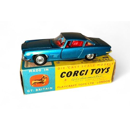 96 - Corgi Ghia L64 No. 241, metallic blue, red interior and spun hubs, generally excellent in excellent ... 