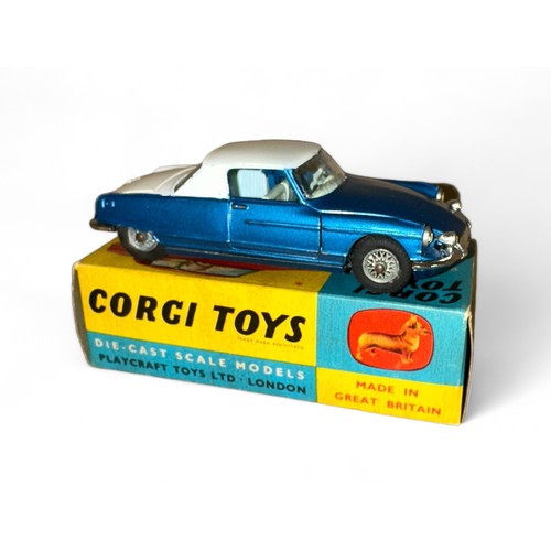 104 - Corgi Citroen Le Dandy No. 259, metallic blue with white roof and boot lid, pale blue interior and w... 