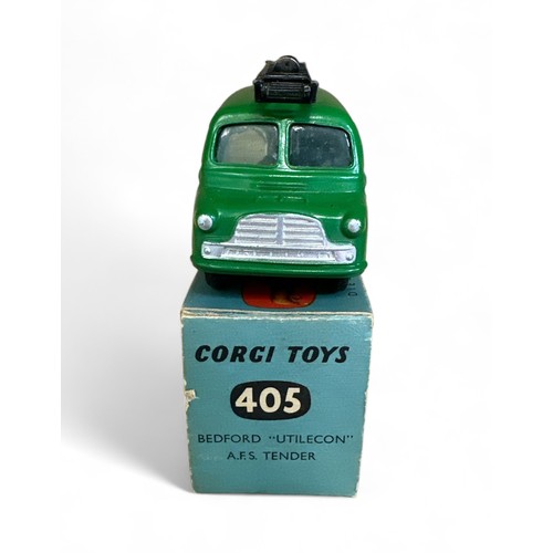 159 - Corgi Bedford Utilecon AFS Tender No. 405, green, black ladders, flat hubs, AFS decals to both sides... 