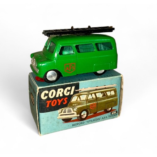 159 - Corgi Bedford Utilecon AFS Tender No. 405, green, black ladders, flat hubs, AFS decals to both sides... 