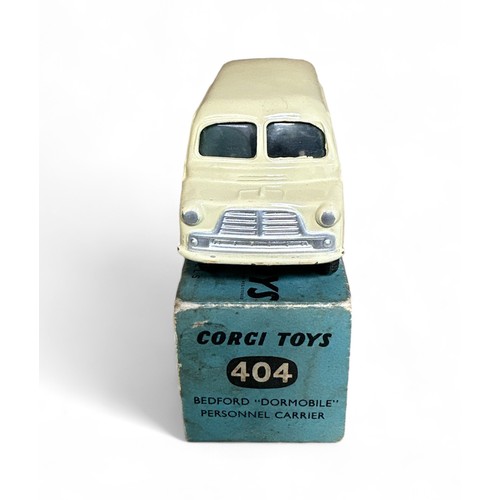 156 - Corgi Bedford Dormobile No. 404, cream, flat hubs, generally excellent in good plus to good box. Con... 