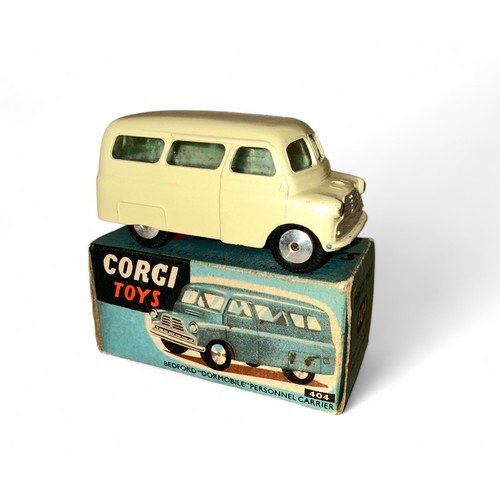 156 - Corgi Bedford Dormobile No. 404, cream, flat hubs, generally excellent in good plus to good box. Con... 