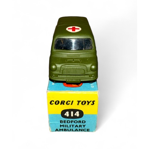 168 - Corgi No. 414 Bedford Utilecon Military Ambulance, army green, Red Cross decals to roof and doors (m... 