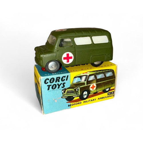 168 - Corgi No. 414 Bedford Utilecon Military Ambulance, army green, Red Cross decals to roof and doors (m... 