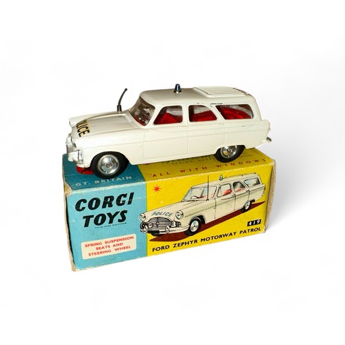 171 - Corgi No. 419Ford Zephyr Police Motorway Patrol Car, white, red interior, grey plastic aerial, Polic... 