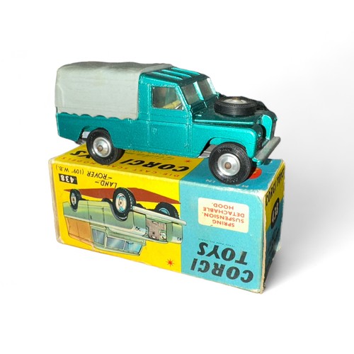 184 - Corgi Land Rover 109WB No. 438, metallic green, lemon interior, grey plastic canopy, spun hubs, gene... 