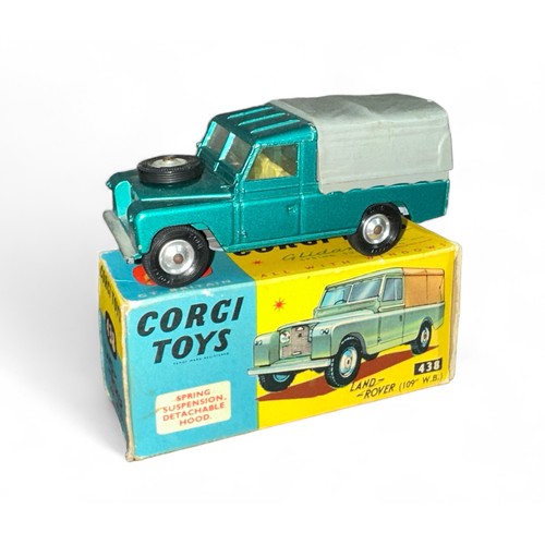 184 - Corgi Land Rover 109WB No. 438, metallic green, lemon interior, grey plastic canopy, spun hubs, gene... 