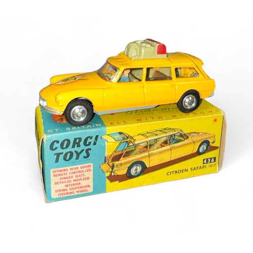 181 - Corgi No. 436 Citroen Safari ID19 Wildlife Preservation, yellow, tan interior including seated figur... 