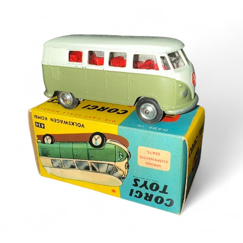 179 - Corgi Volkswagen Kombi No. 434, two-tone green, red interior, spun hubs, generally excellent in exce... 