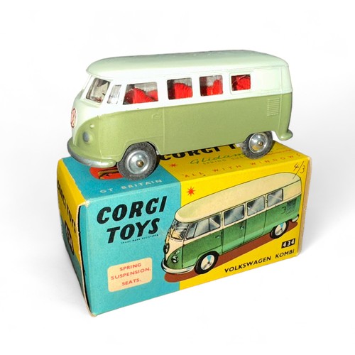 179 - Corgi Volkswagen Kombi No. 434, two-tone green, red interior, spun hubs, generally excellent in exce... 