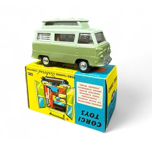 172 - Corgi No. 420 Ford Thames Airborne Caravan, two-tone green, tan interior, spun hubs, generally excel... 