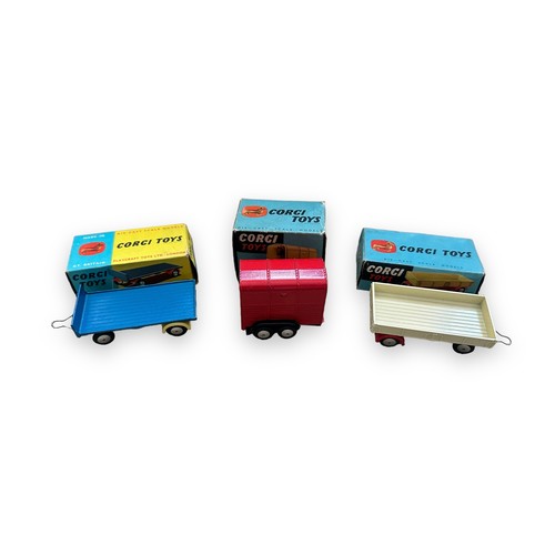 38 - Corgi trailers x3, generally excellent to good plus in good plus boxes, with Rice’s Pony Trailer red... 