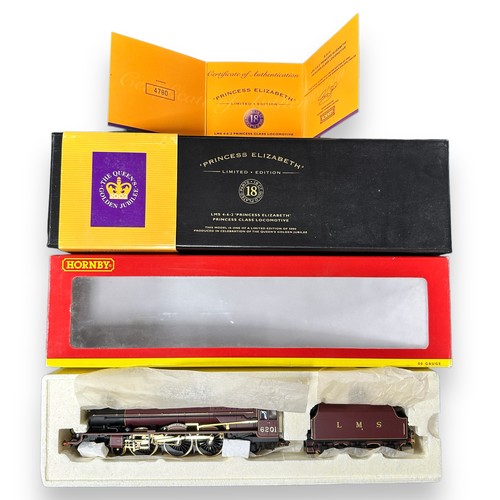 560 - Hornby LMS maroon 6201 Princess Elizabeth 4-6-2 locomotive and tender No. R.2215, limited edition go... 