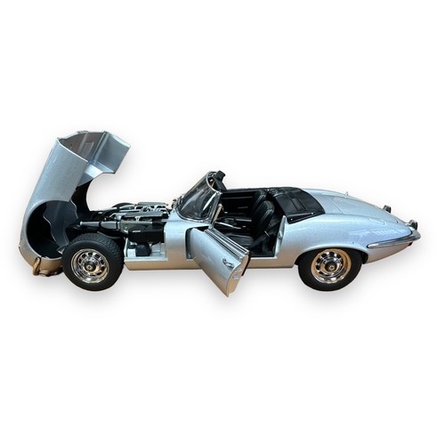 21 - Autoart 1/18th scale Jaguar E-Type Convertible silver No. 73521, generally excellent in excellent to... 